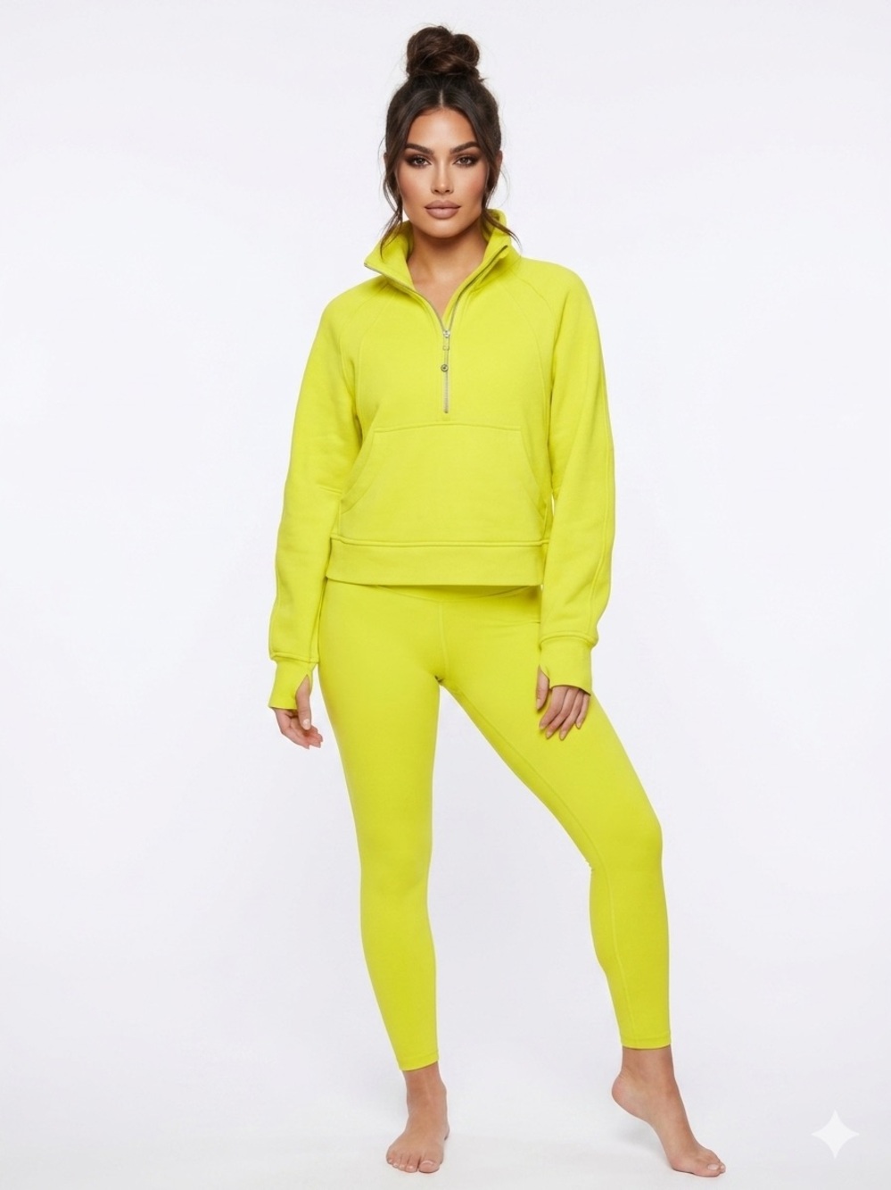 LULULEMON | NEON YELLOW HALF ZIP HIGH NECK SCUBA